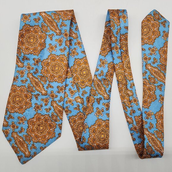 Grenada Necktie Geometric Floral Blue Orange Pink 4.5" W 58" L VTG Retro - Picture 1 of 5